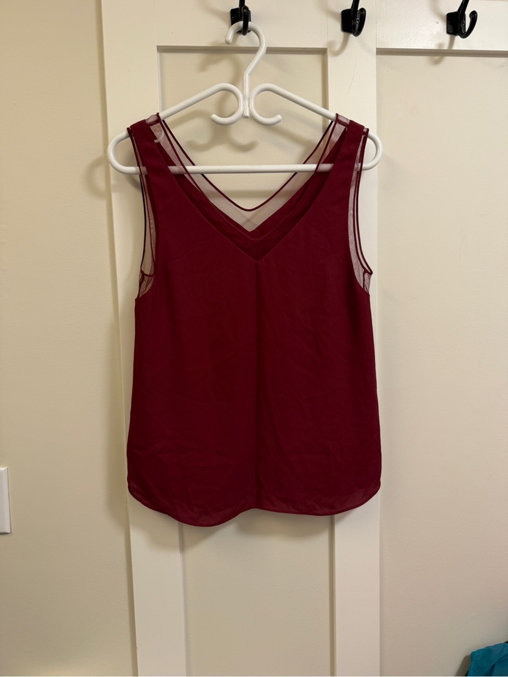 Babaton Burgundy V-Neck Mesh-Trim Camisole